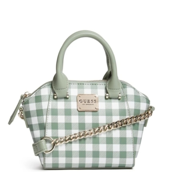 NEW MINT GREEN PLAID GUESS MINI PURSE - Picture 2 of 4